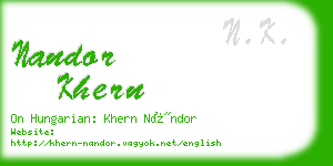 nandor khern business card